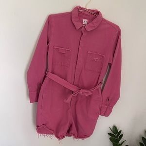 No. 1 Los Angeles Pink Denim Long Sleeve Romper Size Medium